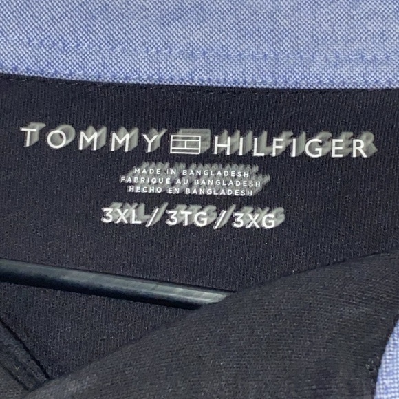 Tommy Hilfiger Black Polo Shirt with Iconic Logo MENS SIZE 3XL CHAMBRAY LINED - Picture 2 of 11